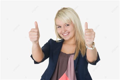 Motivated Woman Giving Double Thumbs Up Victory Motivation Success