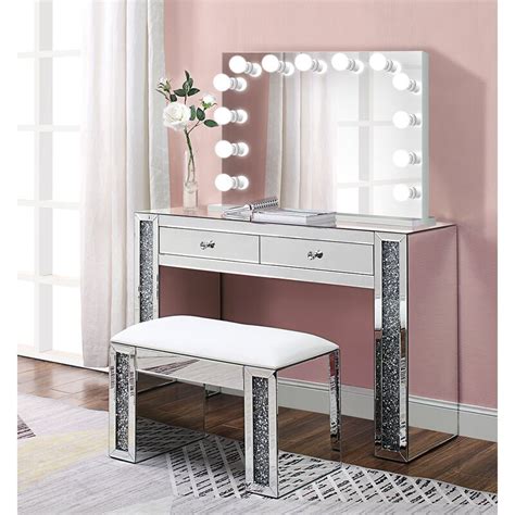 Impressions vanity slaystation® premium mirrored makeup vanity table and glow pro makeup vanity mirror our flagship slaystation@ premium mirrored vanity table inspires awe with a harmonious balance of understated elegance and grandiose presence. Everly Quinn Alday Glam Diamonds Makeup Station Vanity Set ...