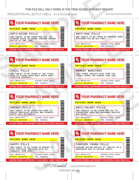 This is a large collection of templates that will work great for all of you that love making homemade crafts and gifts. Funny Old Age Prescription Labels Template | Printable Gag ...