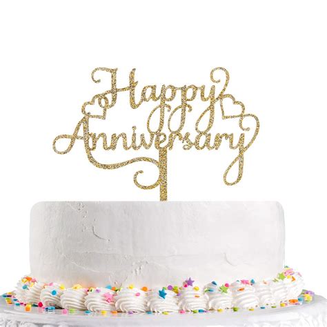 Buy Gold Glitter Happy Anniversary Cake Topperhappy Birthdaywedding