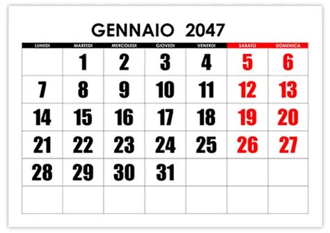 Calendario 2047 Calendariosu