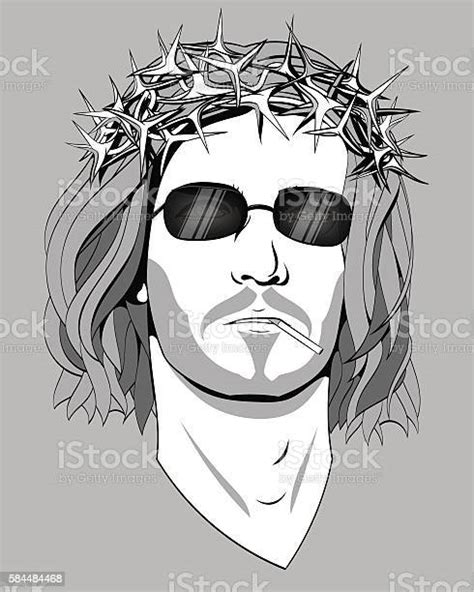 Ilustración De Jesucristo Un Monocromo En Blanco Y Negro Vector Y Más