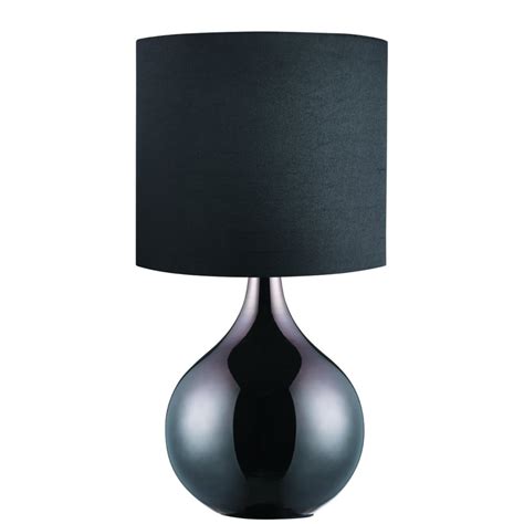 3520bk Table Lamp Black Glass Base Drum Shade