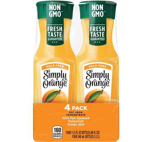 Simply Orange Pulp Free Orange Juice 115 Fl Oz 4 Pack