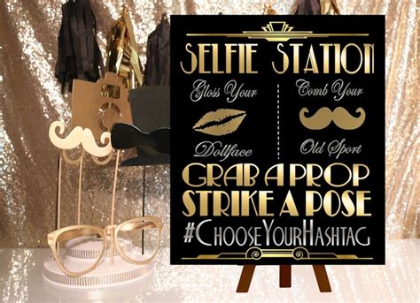Digital File Selfie Station Wedding Hashtag Gatsby Party Etsy