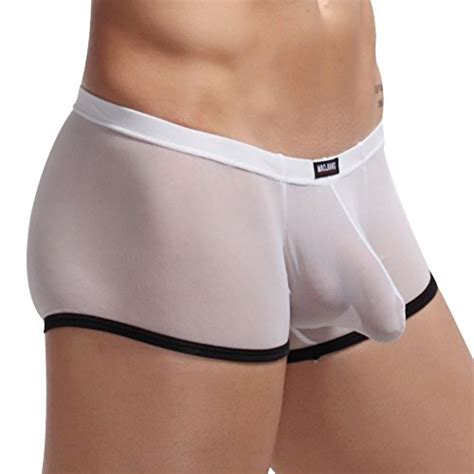 Mens Underwear See Through Comfortable Sexy Boxer Briefs 6 Colors M White Buy Online In