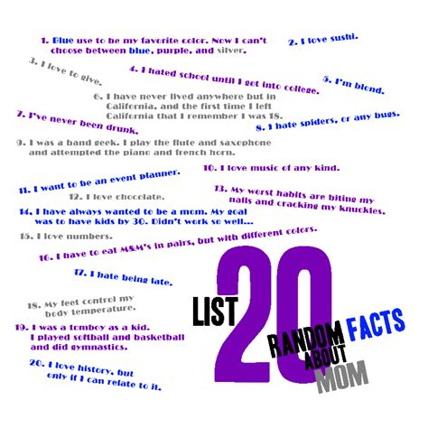 1 List 20 Random Facts About Yourself My Randomness