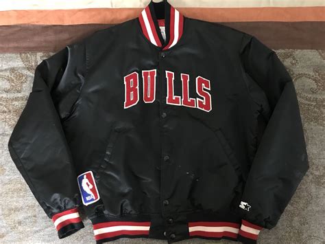 Vintage Chicago Bulls Satin Starter Jacket Size Large Black Nba For