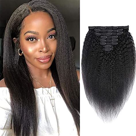 Maxine Kinky Straight Clip In Human Hair Extension Clip Ins For Black
