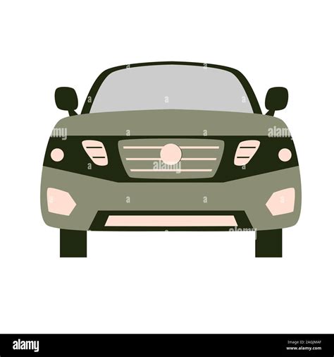 City Car Front View Vector Illustration In Simple Flat Design Stock
