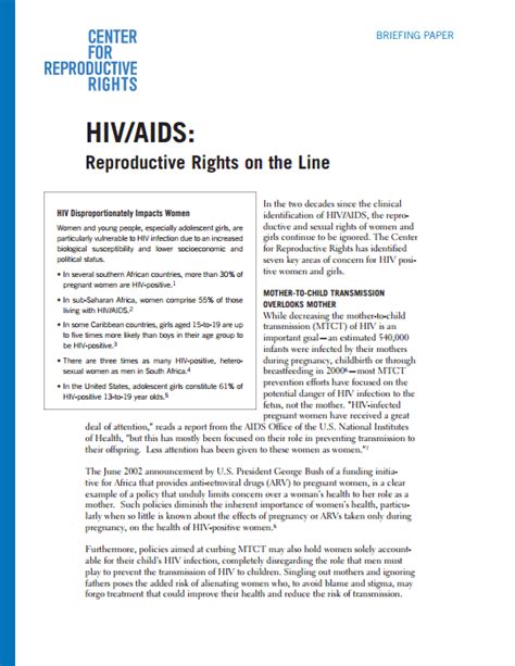 hiv aids reproductive rights on the line center for reproductive rights