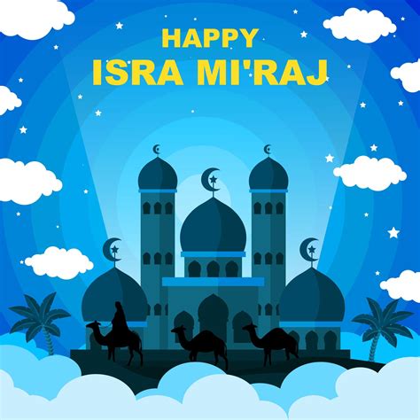 Happy Isra Miraj With Blue Background 2207699 Vector Art At Vecteezy