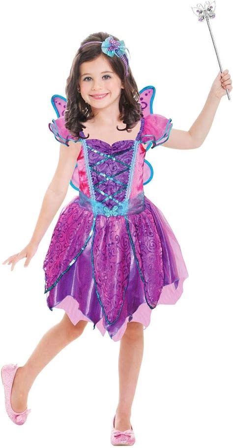 Girls Purple Fairy Fancy Dress Costume 3 6 Years Plum Pixie Fairytale
