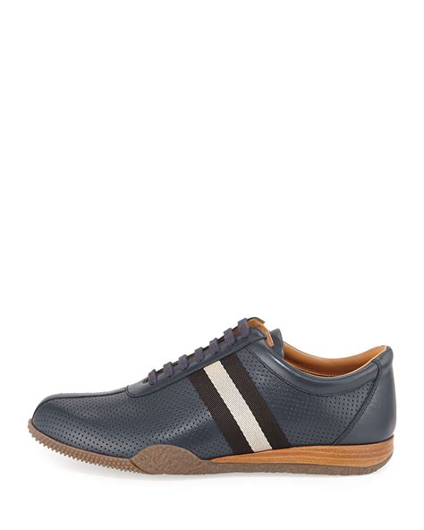 Lyst Bally Frenz Perforated Low Top Sneaker In Blue For Men
