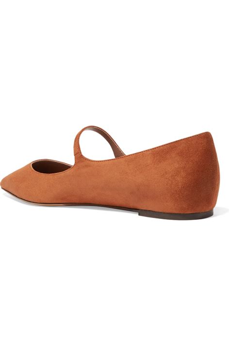 Tabitha Simmons Womens Hermione Suede Point Toe Flats Cognac Brown