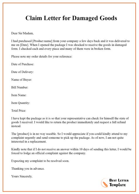 4 Free Claim Letter Template Format Sample And Example