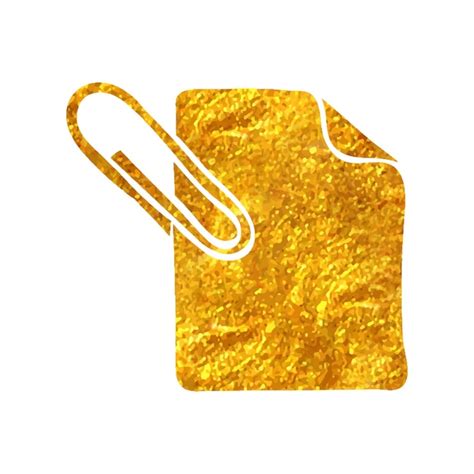 Premium Vector Hand Drawn Attachment File Icon In Gold Foil Texture