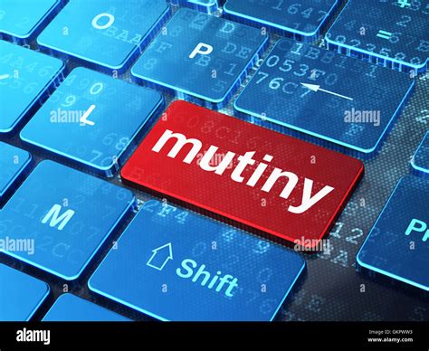 Politics Concept Mutiny On Computer Keyboard Background Stock Photo