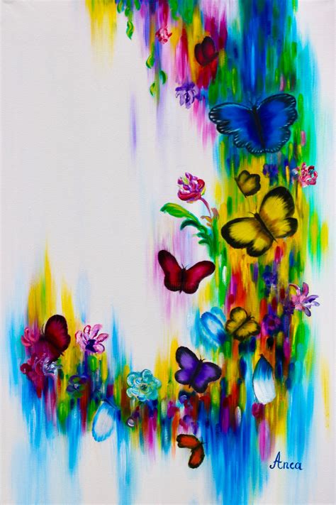 Butterfly Paintingbutterflies Art Oil Painting By Florentina Anca