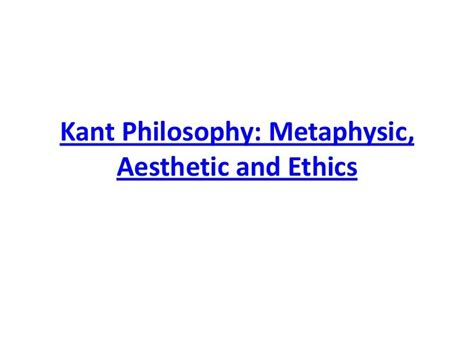 Kant Philosophy