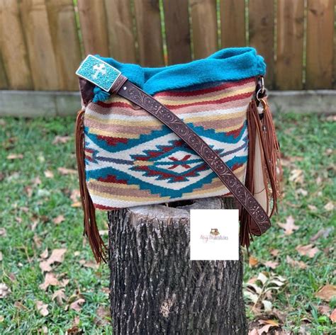 Turquoise Print Saddle Blanket Bag Navajo Blanket Saddle Etsy