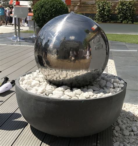 H76cm Eclipse Sphere Stainless Steel Water Feature With Lights By Ambienté £399 99 Sphere