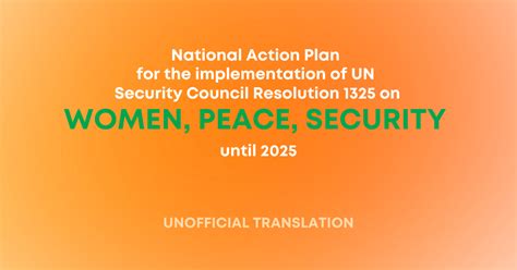 National Action Plan For The Implementation Of Un Security Council Resolution 1325 On Women