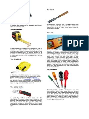 Woodworking tools and equipment and their uses. Carpentry tools and their uses with pictures pdf ...