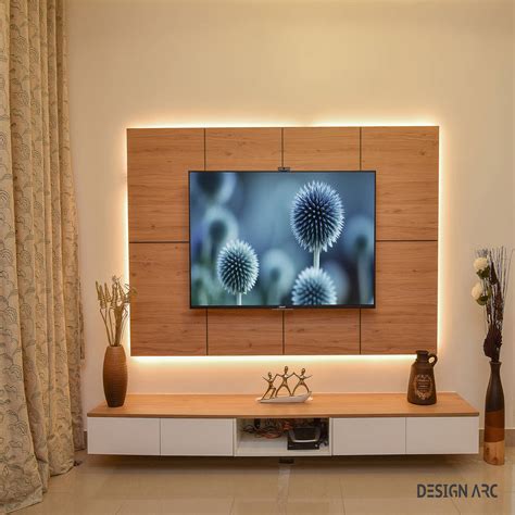 tv unit design living room  design arc interiorsmodern plywood homify