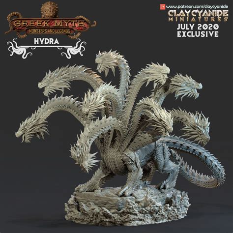 3d Printed Clay Cyanide Hydra Ragnarok Dandd Hydra Miniatures Hydra Monster