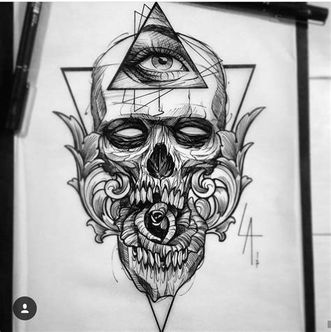 Geometric Skull Tattoo Art Desenhos Para Tatuagem