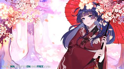 Download Kimono Cherry Blossoms Logo Wallpaper Engine Free Download