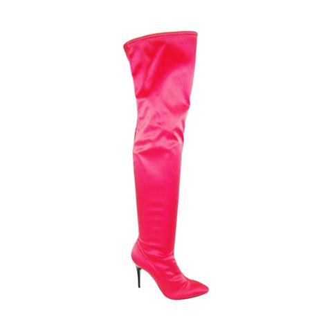 escada hot pink thigh high satin boots valentines special at 1stdibs