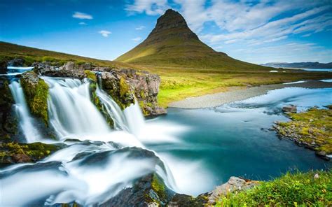 Download Wallpapers Iceland 4k Waterfall River Mountains Reykjavik