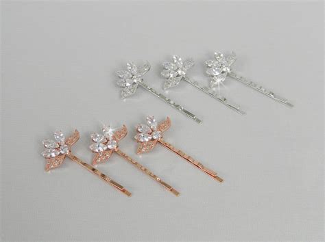 Rose Gold Hair Clips Rose Gold Wedding Hair Pins Leaf Style Etsy