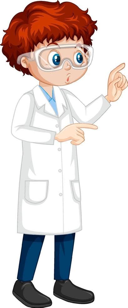 A Boy Cartoon Character Wearing Laboratory Coat Vector Art At