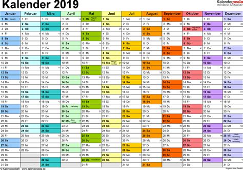 Kalender 2019 Zum Ausdrucken In Excel 17 Vorlagen Kostenlos
