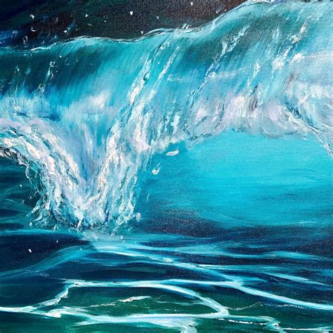 Turquoise Wave Ii Large Seascape Oil Painting On Canvas In 2020 Oil