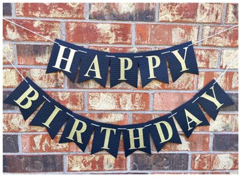 Happy Birthday Banner Black And Gold Banner Personalized