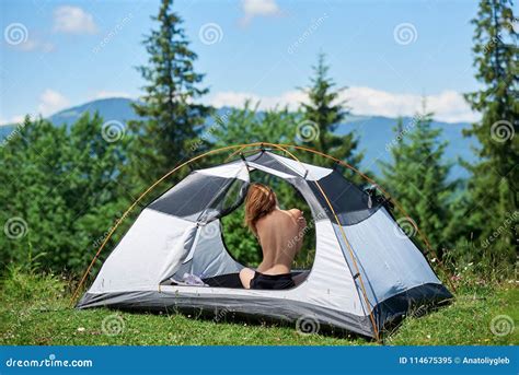 Attractive Naked Woman In Camping Stock Image Image Of Camping