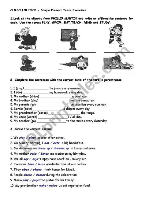The quizzes are easy to do. SIMPLE PRESENT TENSE EXERCISES - ESL worksheet by crisprata