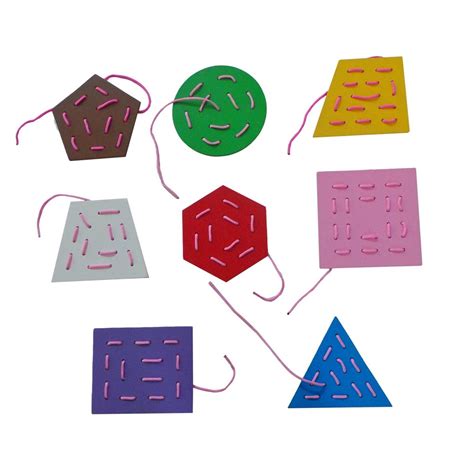 Threading Boards Geometric Shapes Set Of 8 Montessori Materials