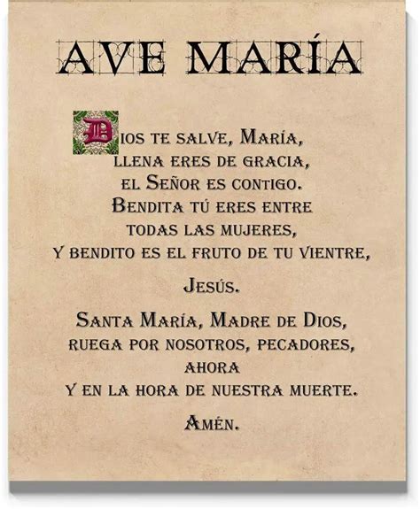 Dios Te Salve Maria Prayer In Spanish Churchgistscom