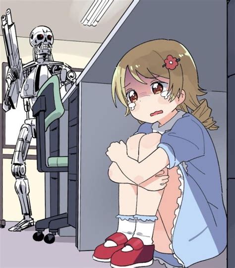 Anime Girl Hiding From Terminator Anime Girl Hiding Terminator Sad Crying Scared Vs