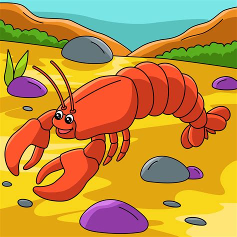 Lobster In Ocean Cartoon Colored Illustration 6458310 Vector Art At