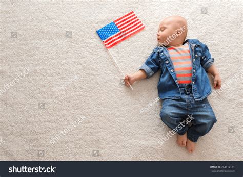 Cute Baby American Flag On Light Stock Photo 764112181 Shutterstock