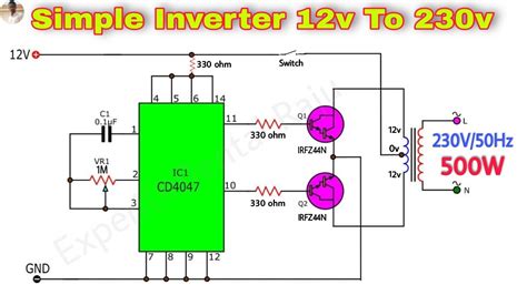How To Make Simple Inverter 12v To 220v । Cd4047 Inverter । Irfz44n Inverter Youtube