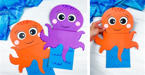 Octopus Paper Bag Puppet Pattern Printable Arts Craft