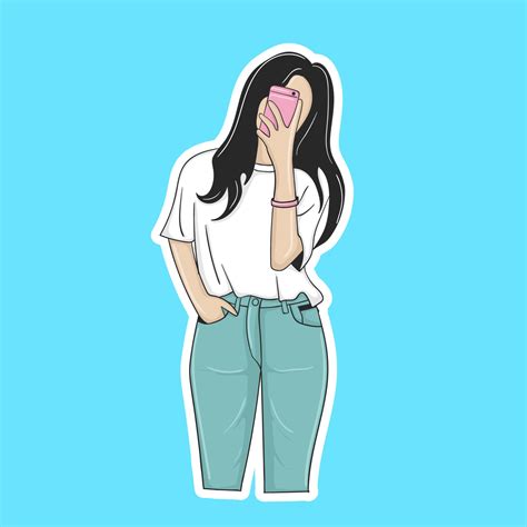 Colorful Hand Drawn Stylish Girl Stickers 3361912 Vector Art At Vecteezy