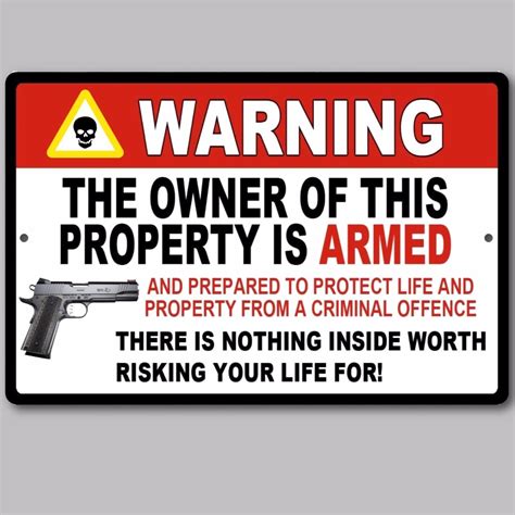 2 Lot Gun Pistol Warning Home Business Security Sign Aluminum 8 X 12